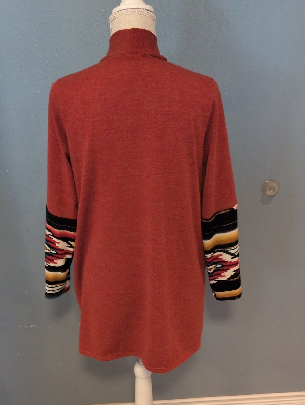 Vintage 90's Vision Aztec Print Southwest Open Front USA Made Cardigan Fall - Picture 4 of 8